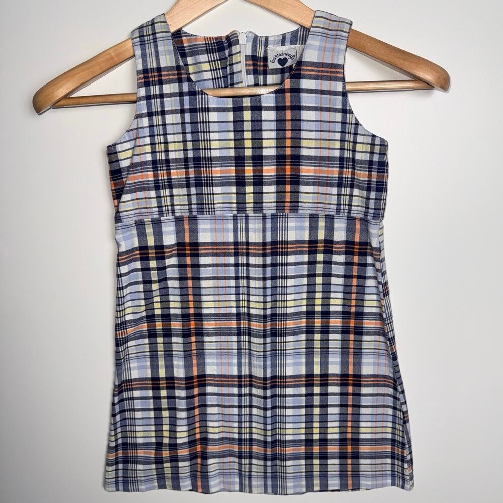 Vintage 90s Hartstrings Girls 6 Plaid Cotton Jumper Dress